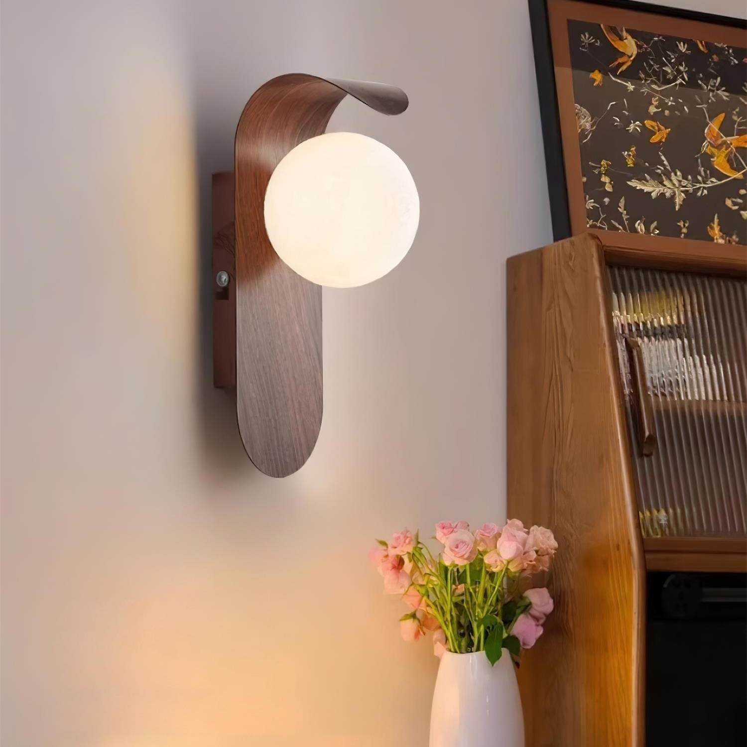 Nordic Wood Globe Wall Sconce LED 1-Light