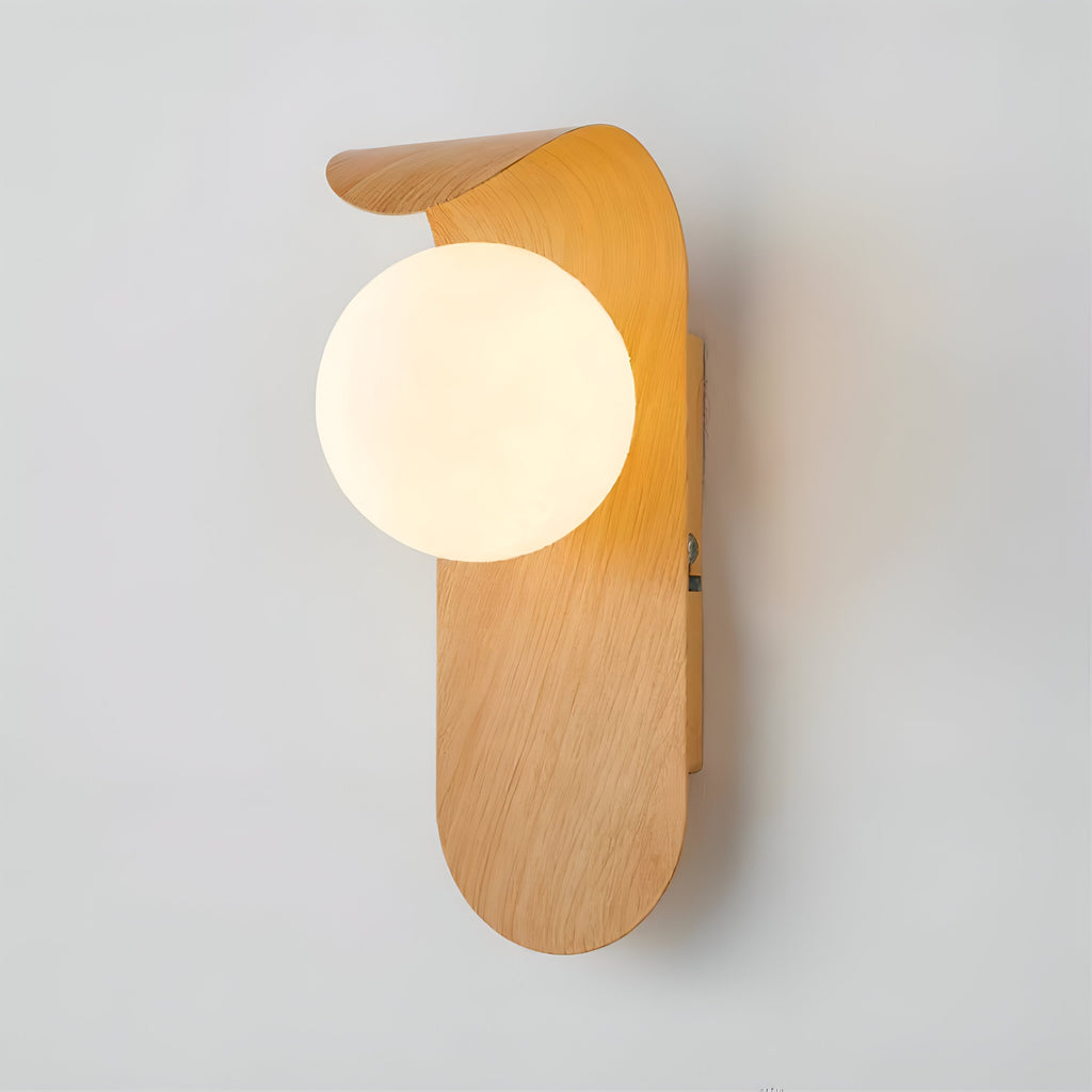 Nordic Wood Globe Wall Sconce LED 1-Light