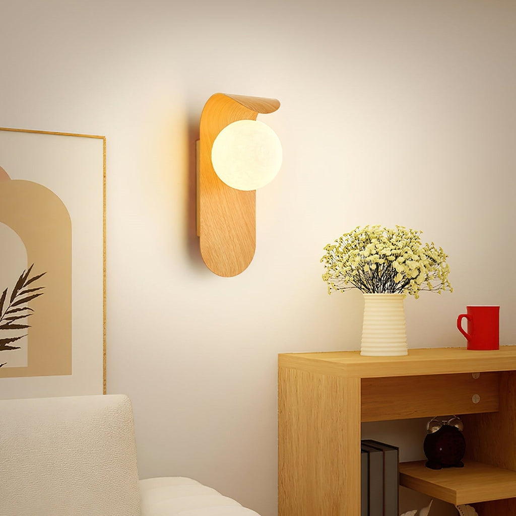 Nordic Wood Globe Wall Sconce LED 1-Light