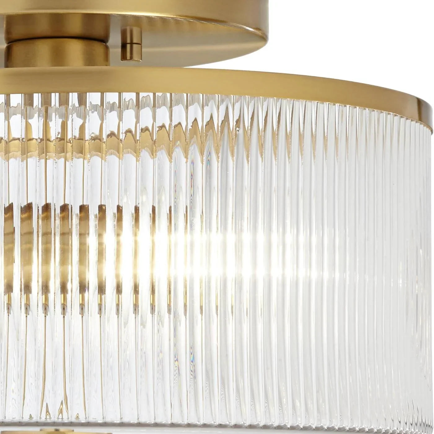 Castor Farmhouse Striped Glass Drum Ceiling Light
