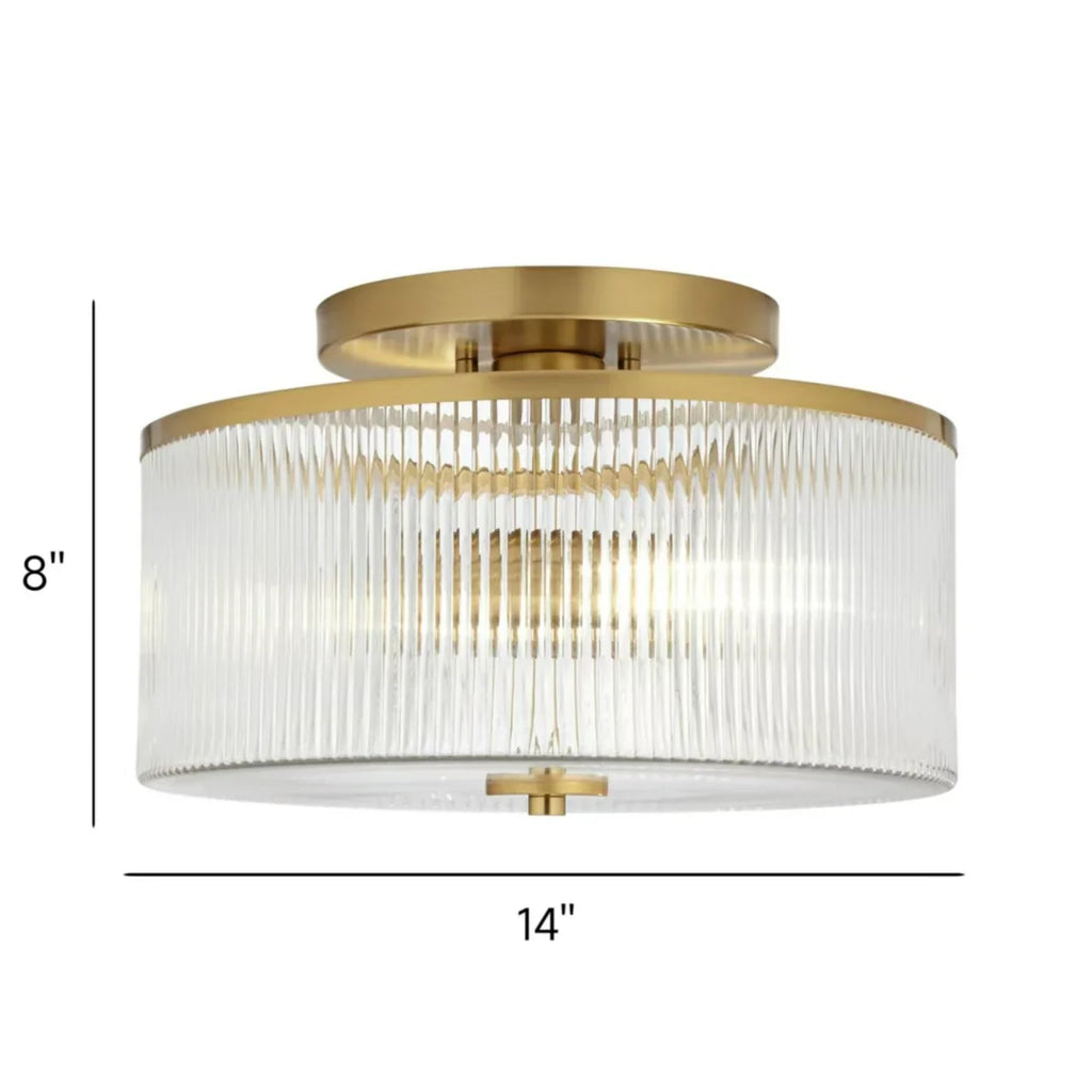 Castor Farmhouse Striped Glass Drum Ceiling Light