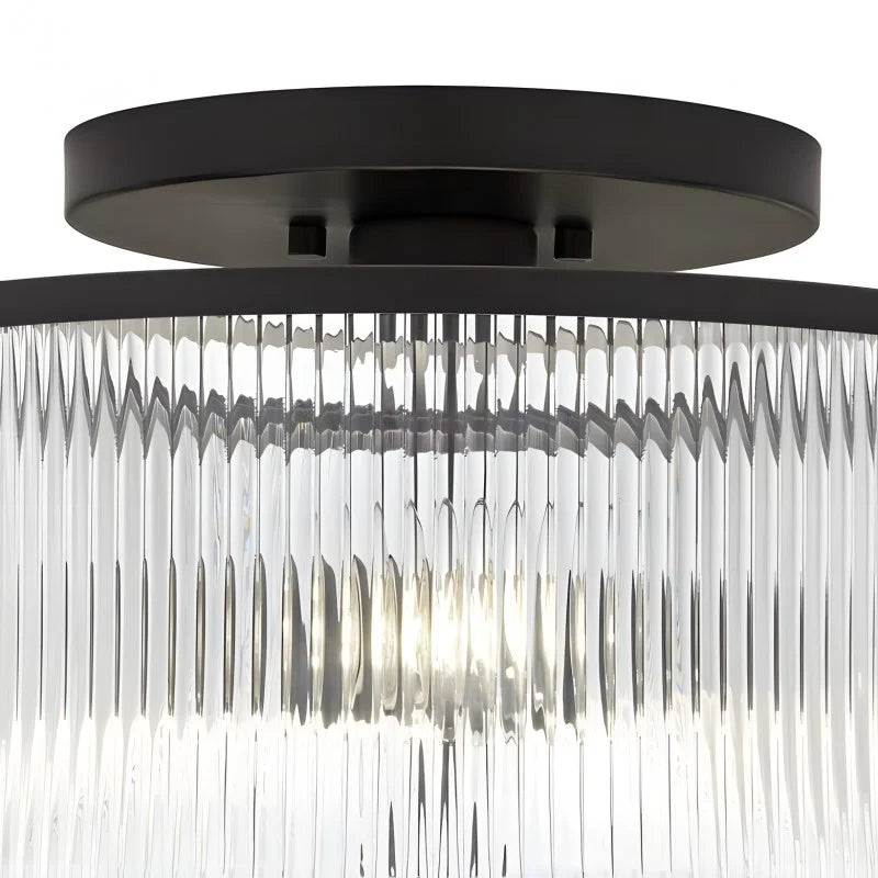 Castor Farmhouse Striped Glass Drum Ceiling Light