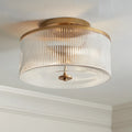 Castor Farmhouse Striped Glass Drum Ceiling Light