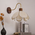Yuki Floral Wall Sconce in Wood and Fabric