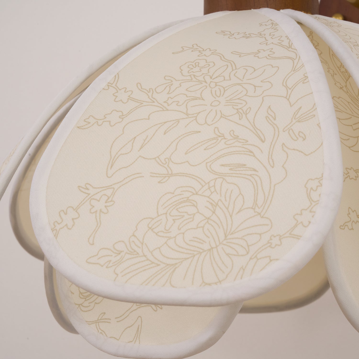 Yuki Floral Wall Sconce in Wood and Fabric