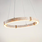 Lumae Ring-Shaped Suspension in Travertine Stone