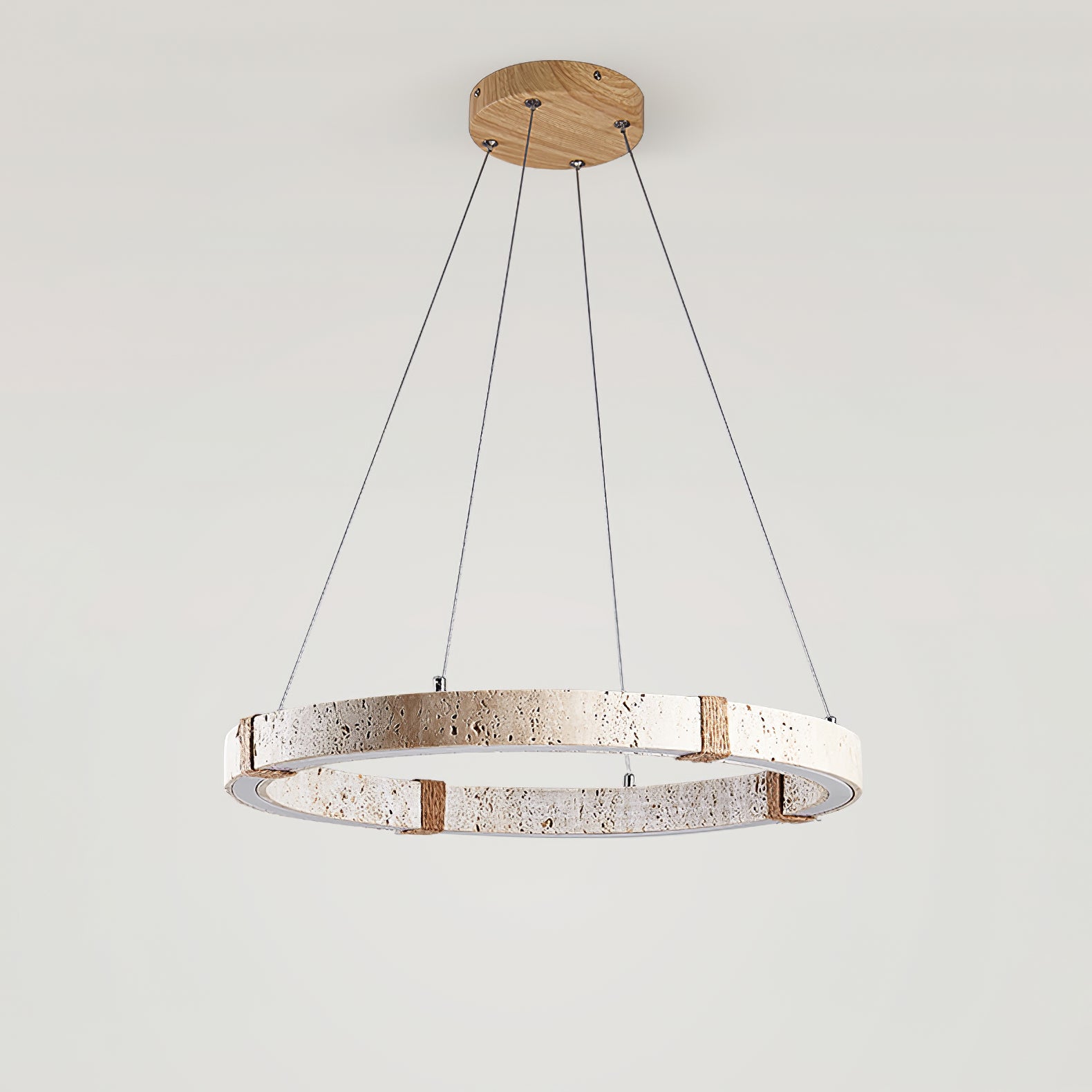 Lumae Ring-Shaped Suspension in Travertine Stone