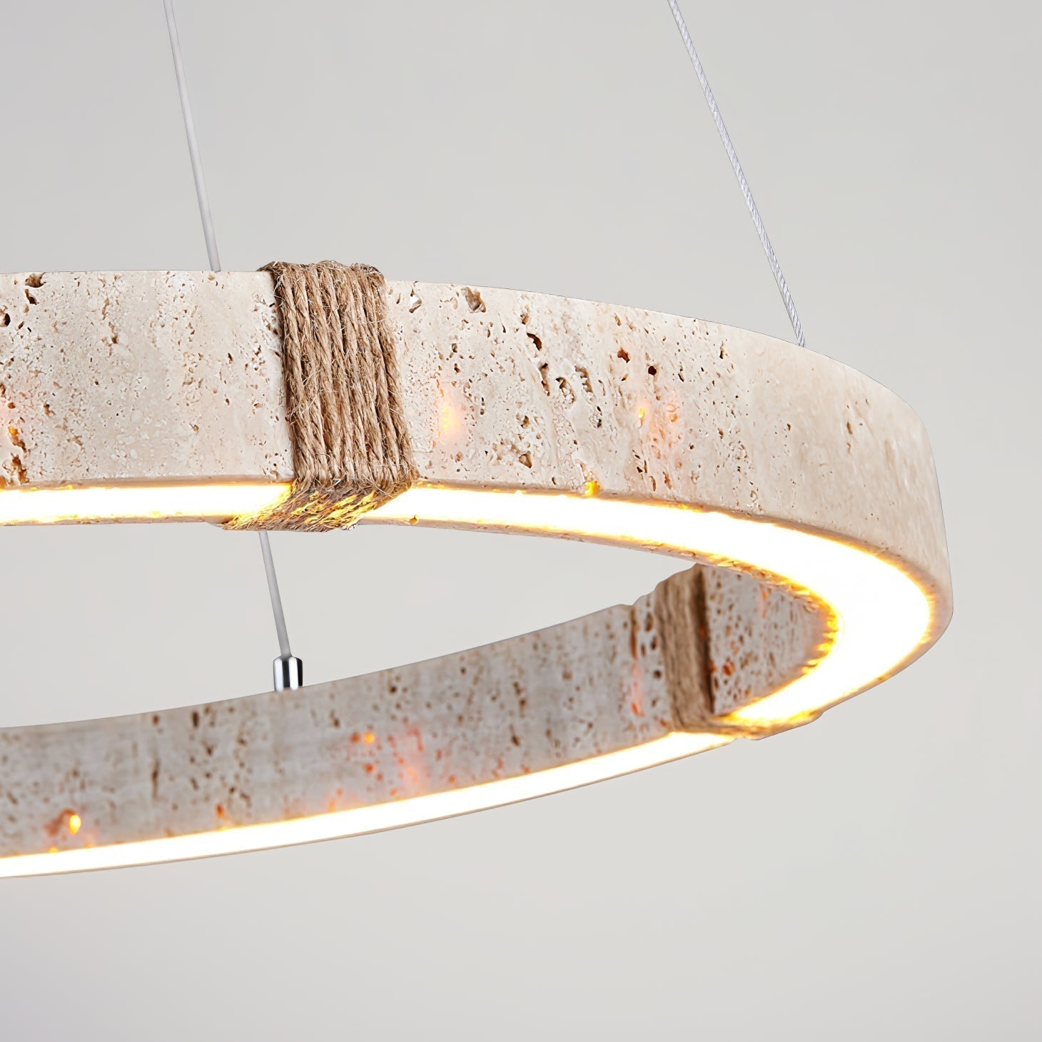 Lumae Ring-Shaped Suspension in Travertine Stone