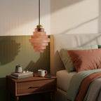 Clarity Antique Brass Striped Stained Glass Bottle Pendant Light