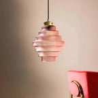 Clarity Antique Brass Striped Stained Glass Bottle Pendant Light