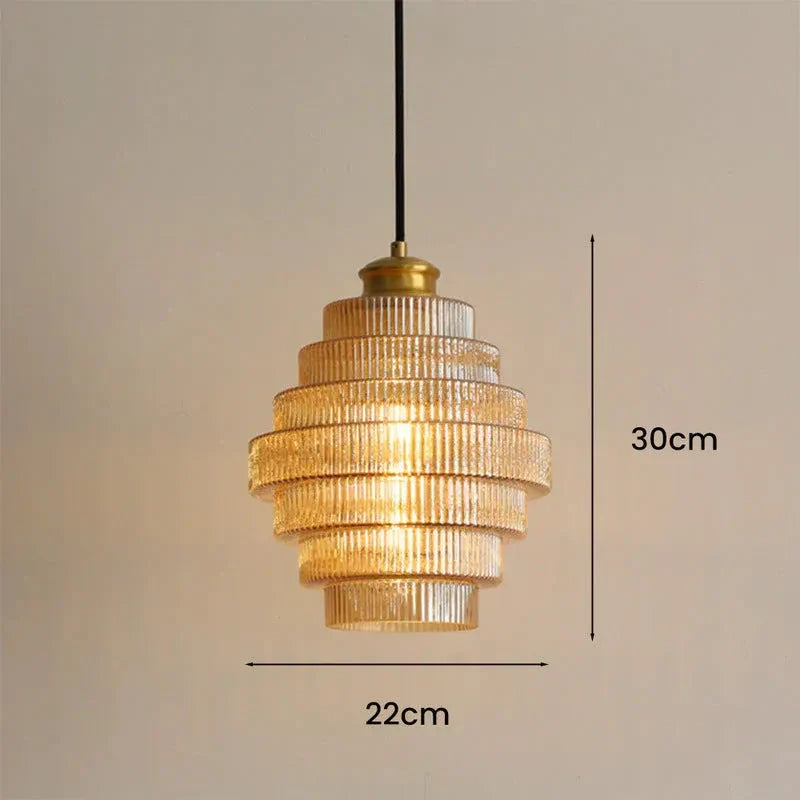 Clarity Antique Brass Striped Stained Glass Bottle Pendant Light
