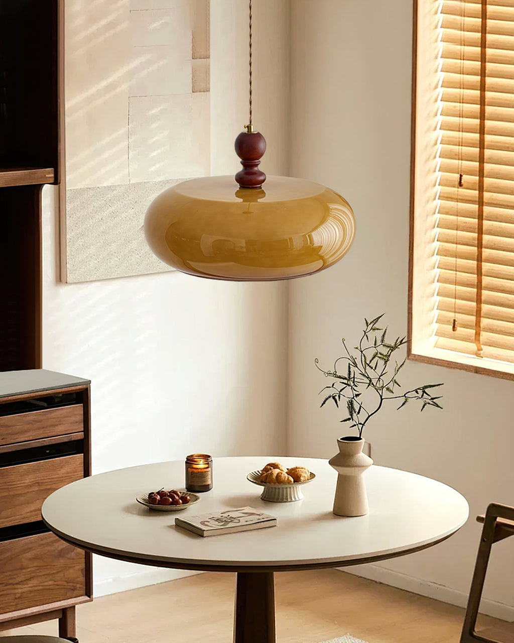 Eldom Suspension with Amber Glass Shade