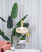 Oval Reeded Glass Pendant Light