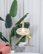 Oval Reeded Glass Pendant Light