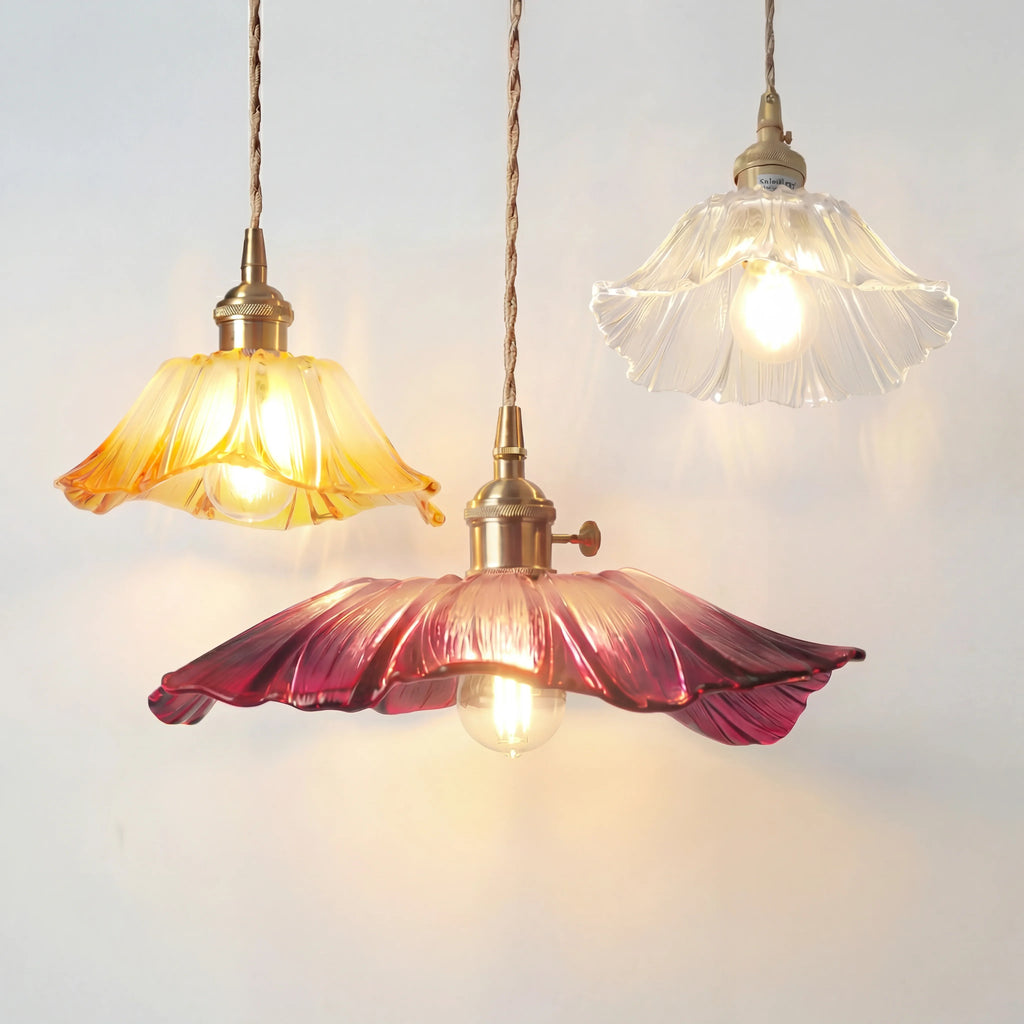 Dennehy Lotus Retro Glass Pendant Light
