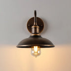 Ray Rustic Bowl Shaped Metal Wall Lamp, Antique Brass