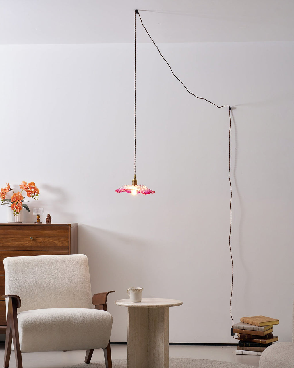 Flower Glass Plug In Pendant Lamp