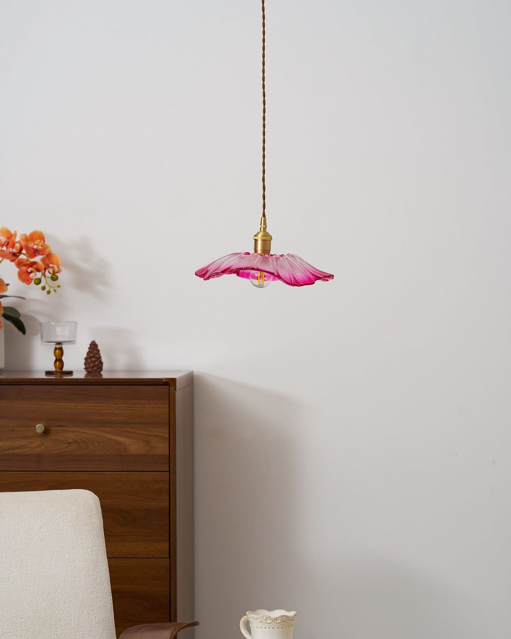 Flower Glass Plug In Pendant Lamp