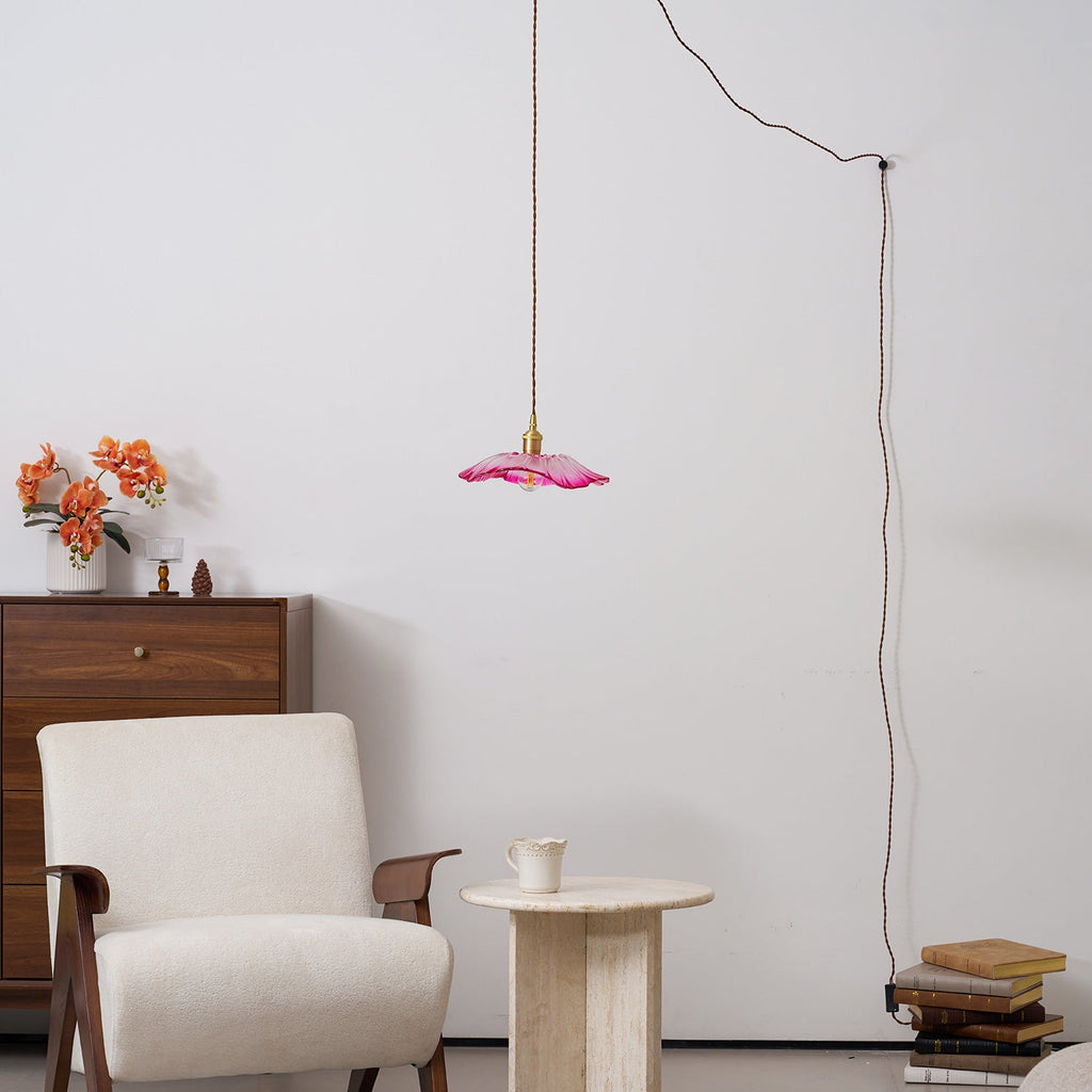 Flower Glass Plug In Pendant Lamp