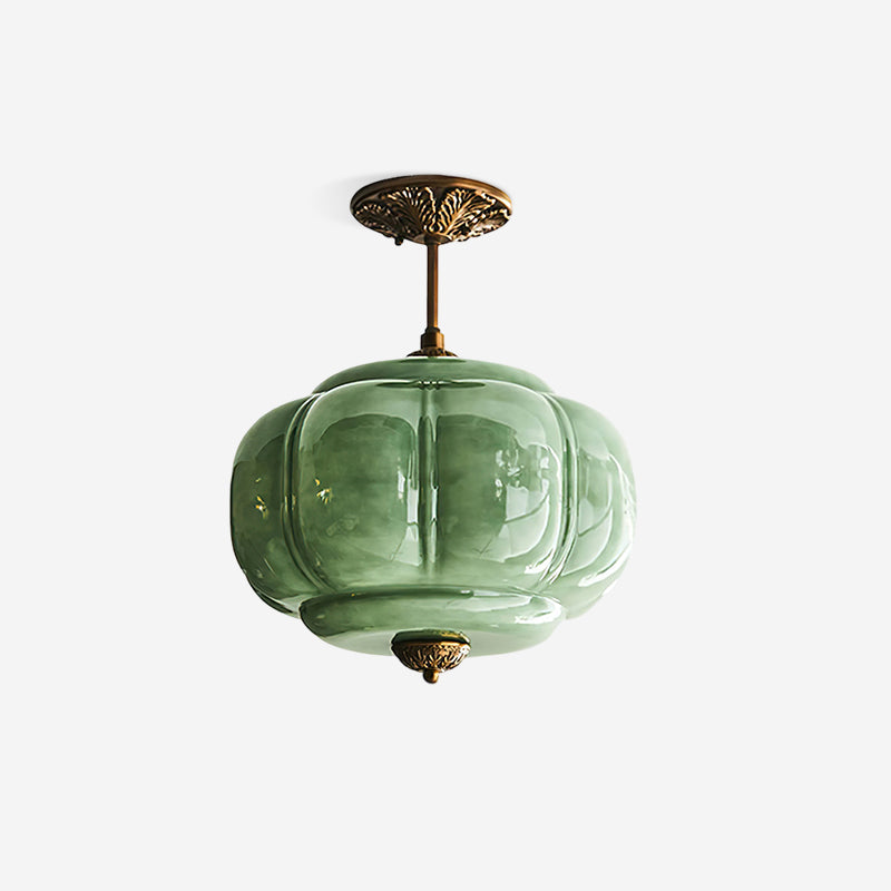 Eldio Semi-Recessed Ceiling Lamp in Green Glass