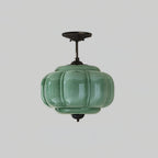 Eldio Semi-Recessed Ceiling Lamp in Green Glass