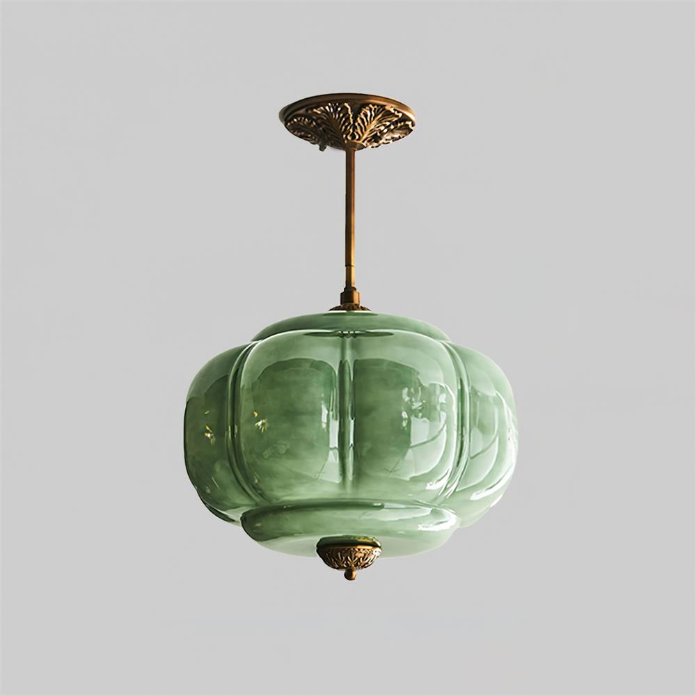 Eldio Semi-Recessed Ceiling Lamp in Green Glass