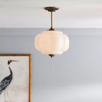 Eldio Semi-Recessed Ceiling Lamp in Green Glass