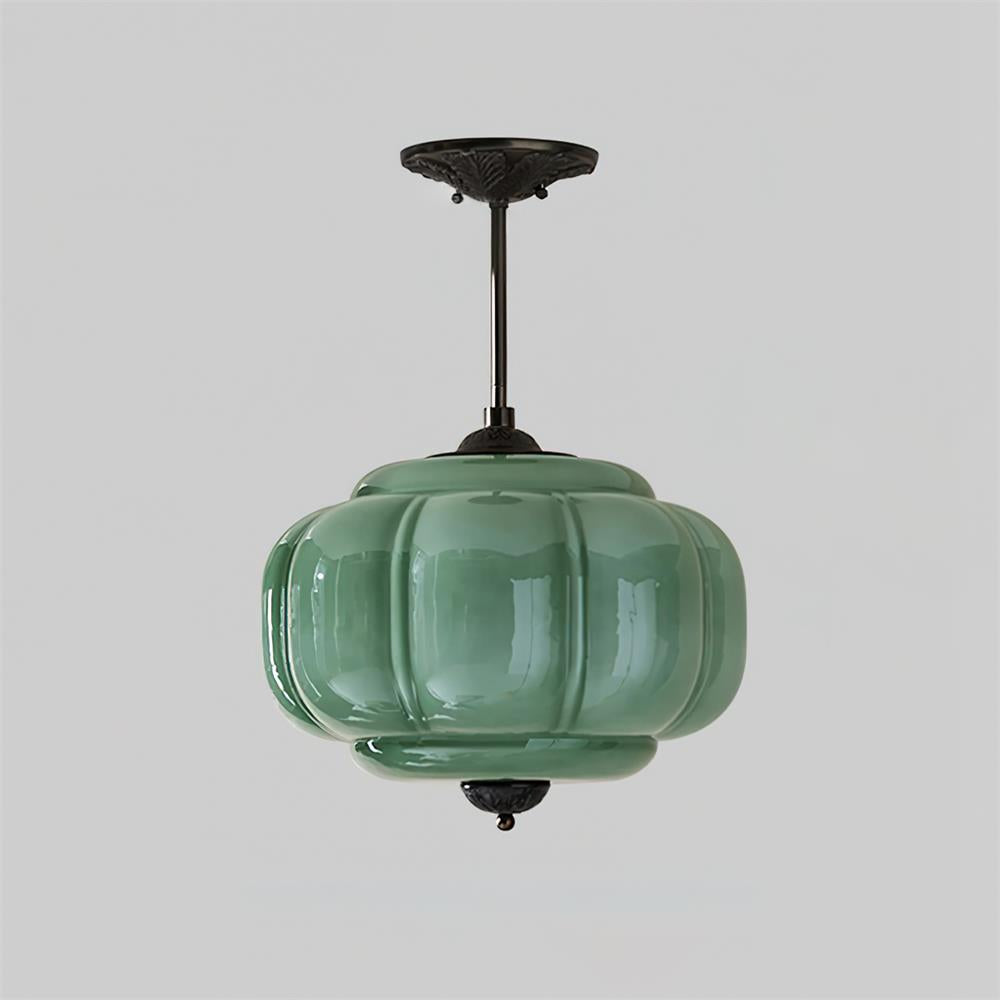 Eldio Semi-Recessed Ceiling Lamp in Green Glass