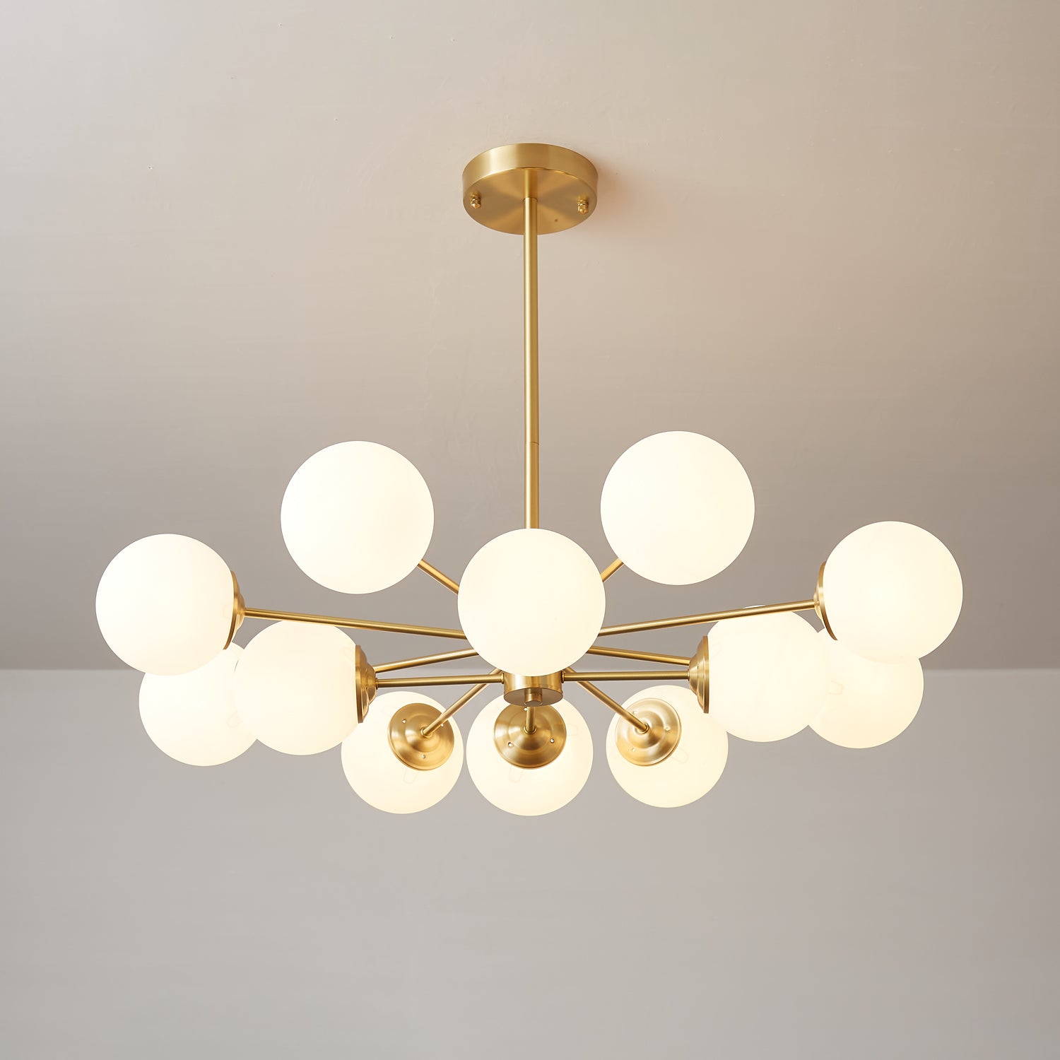 Elysium Brass Frosted Balls Chandelier