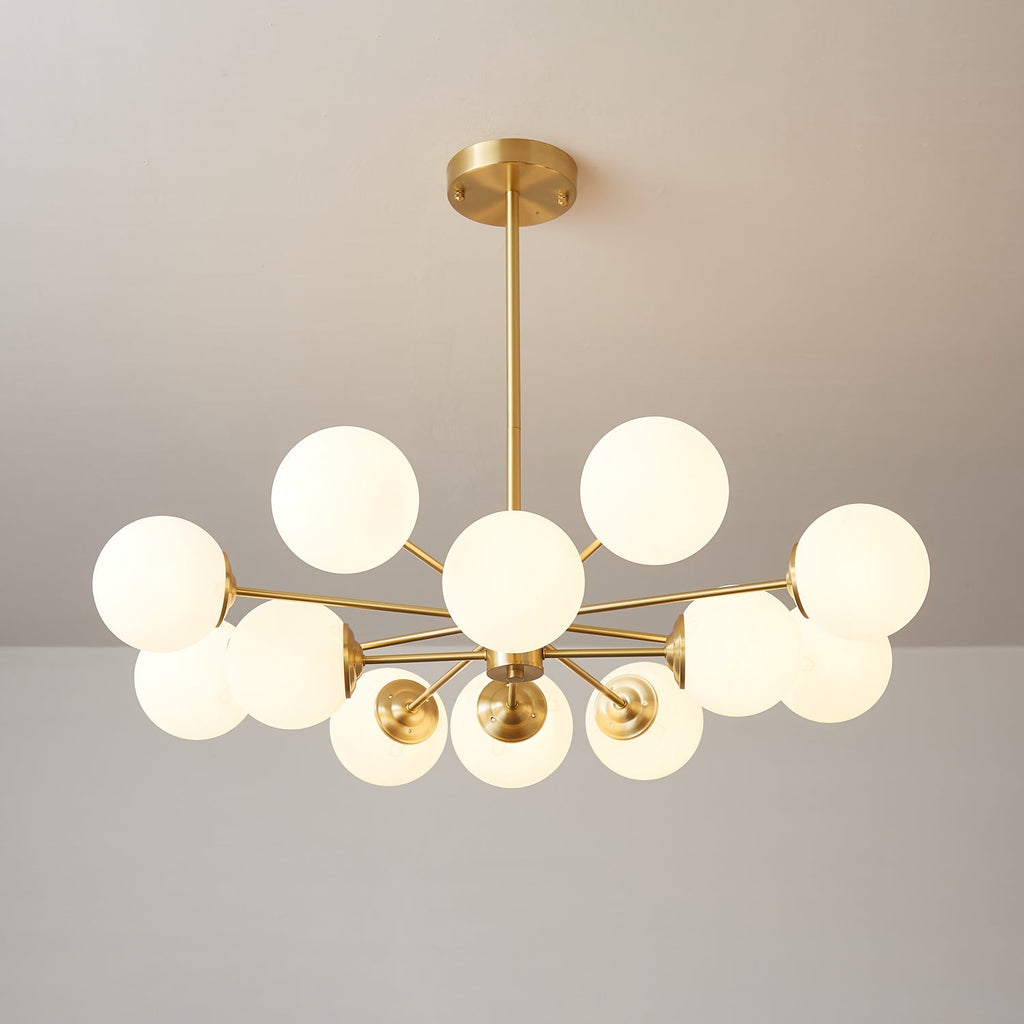 Elysium Brass Frosted Balls Chandelier