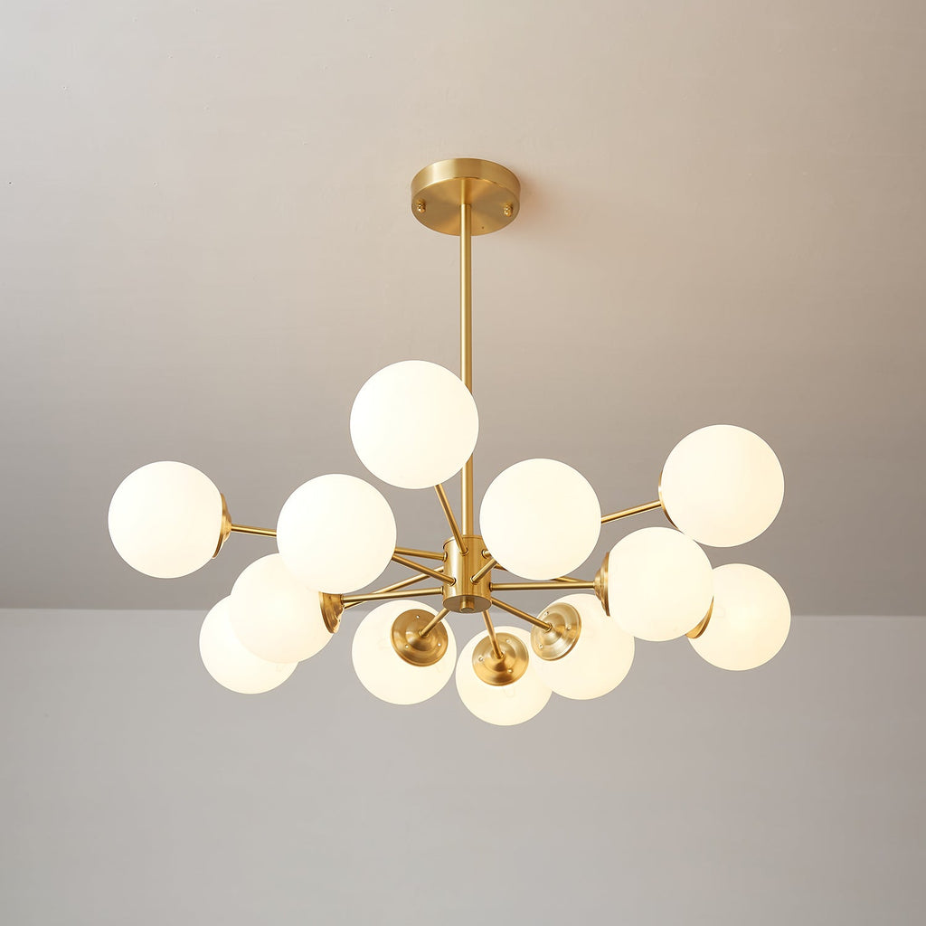 Elysium Brass Frosted Balls Chandelier