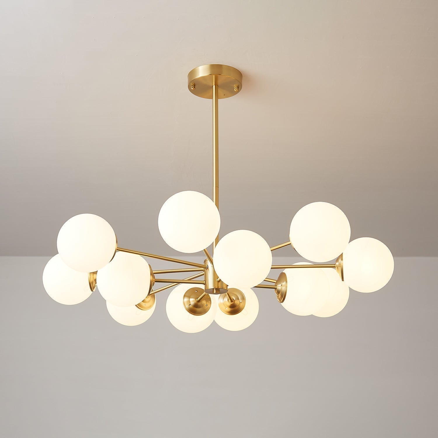 Elysium Brass Frosted Balls Chandelier