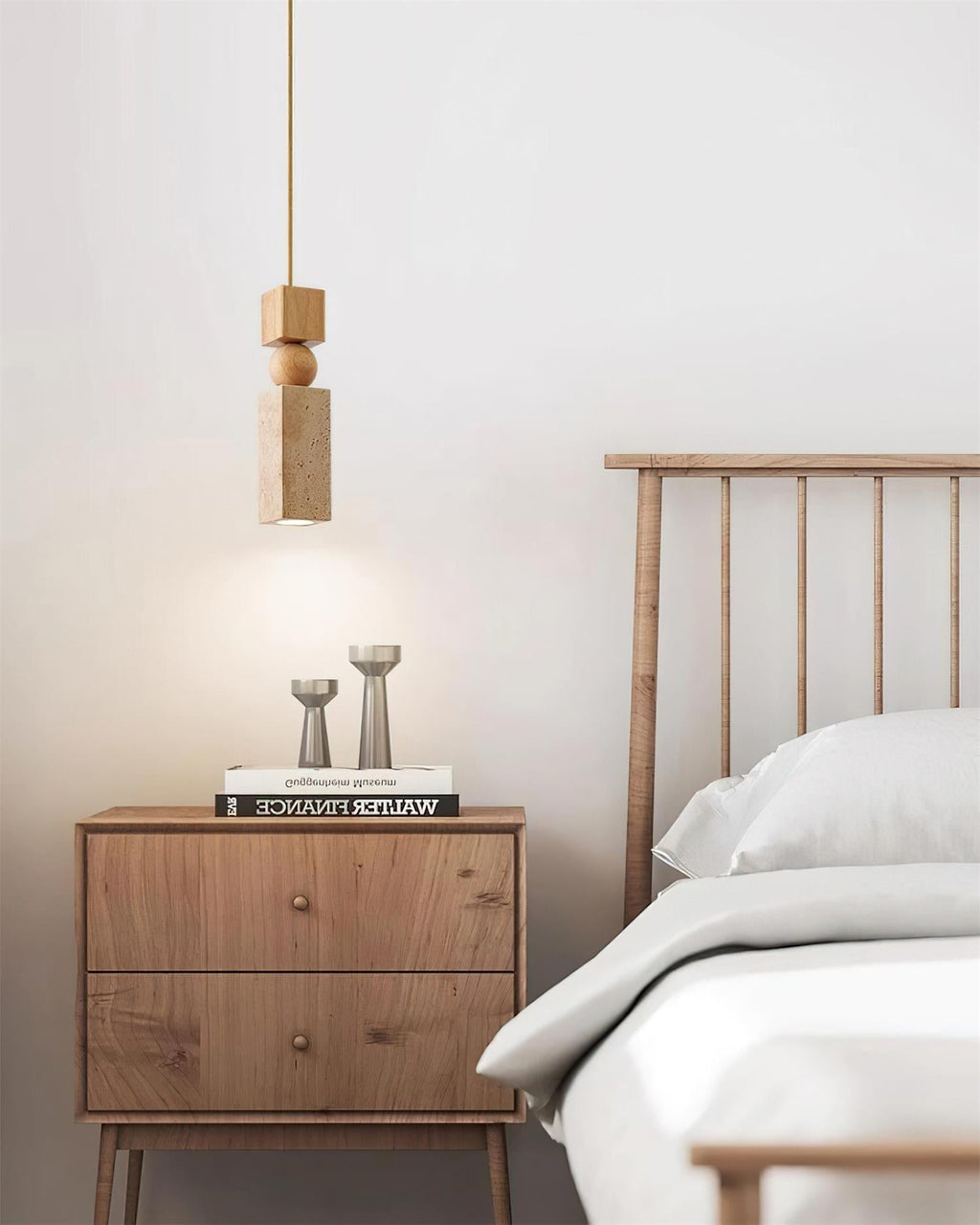 Geometric Suspension Wood Travertine Minimalist Nordic Hanging