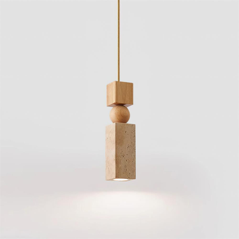 Geometric Suspension Wood Travertine Minimalist Nordic Hanging