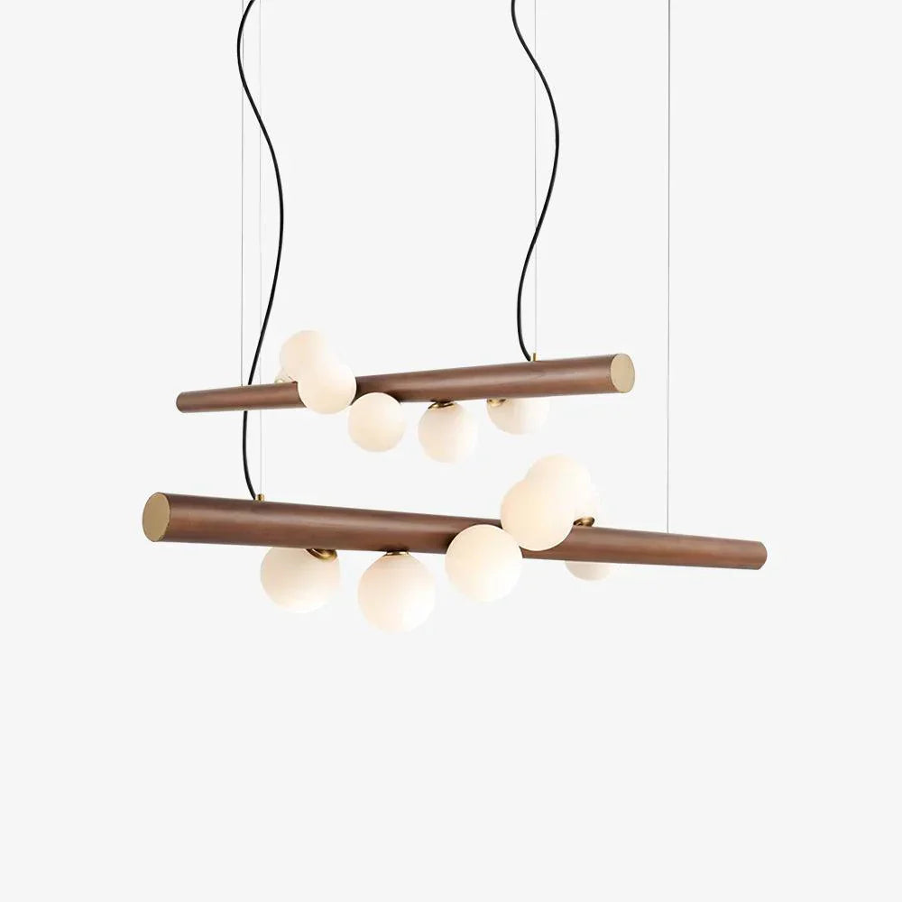 Valentina Glass Bubble Pendant Light Wood/Walnut