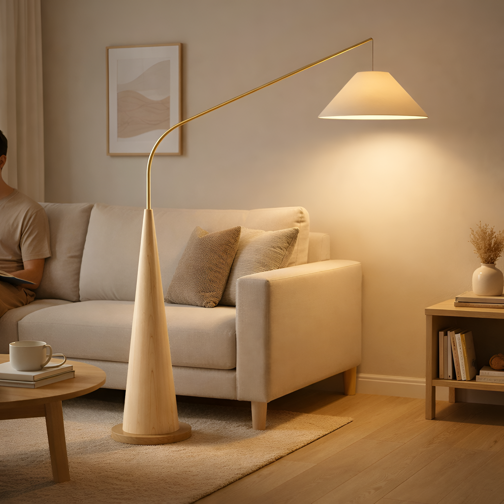 Caelum - Modern Minimalist Walnut Fishing Floor Lamp