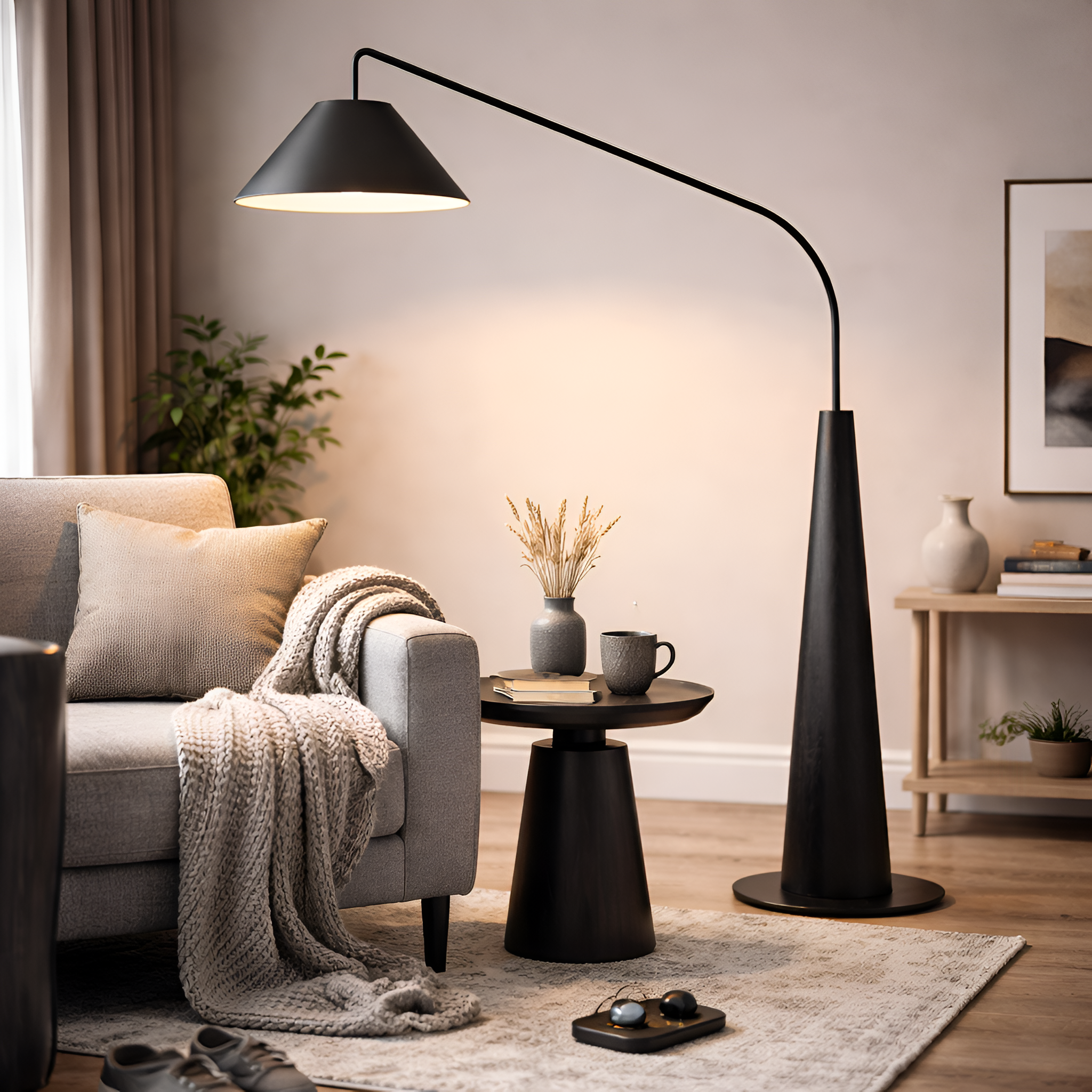 Caelum - Modern Minimalist Walnut Fishing Floor Lamp