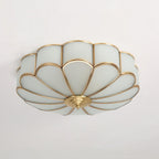 Ulira Ceiling Light Flower Shape Frosted Glass Brass