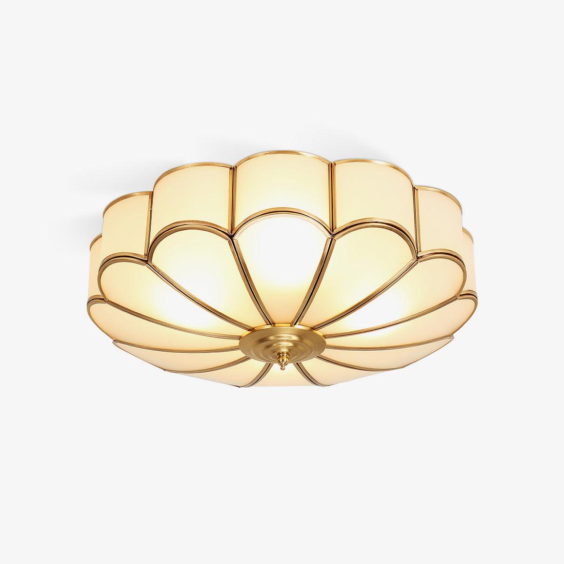 Ulira Ceiling Light Flower Shape Frosted Glass Brass