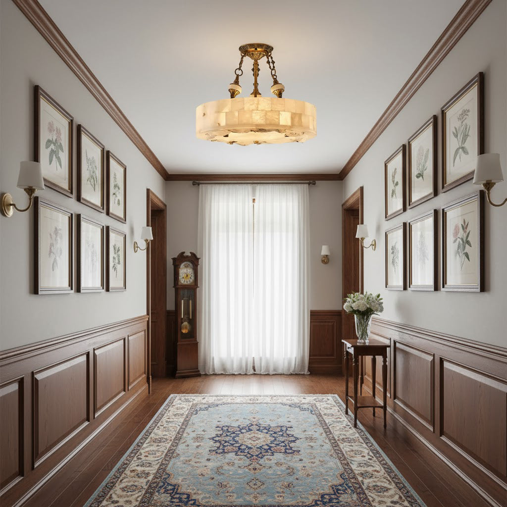 Fluted Alabaster Ceiling Lamp