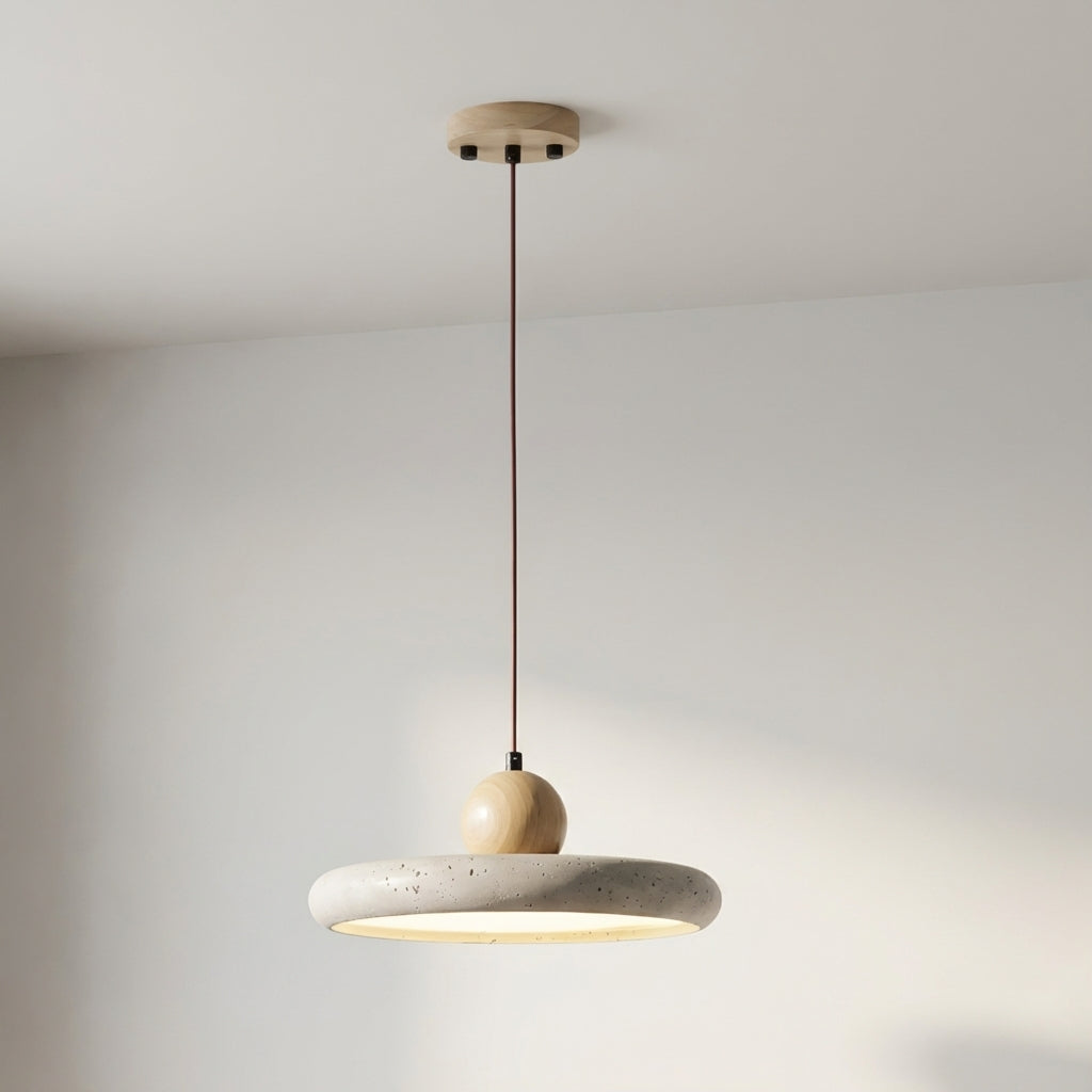 Travertine Wood Pendant Light