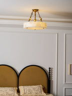 Grid Round Alabaster Ceiling Light
