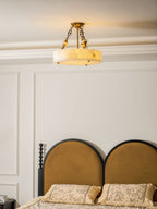 Grid Round Alabaster Ceiling Light