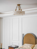 Grid Round Alabaster Ceiling Light