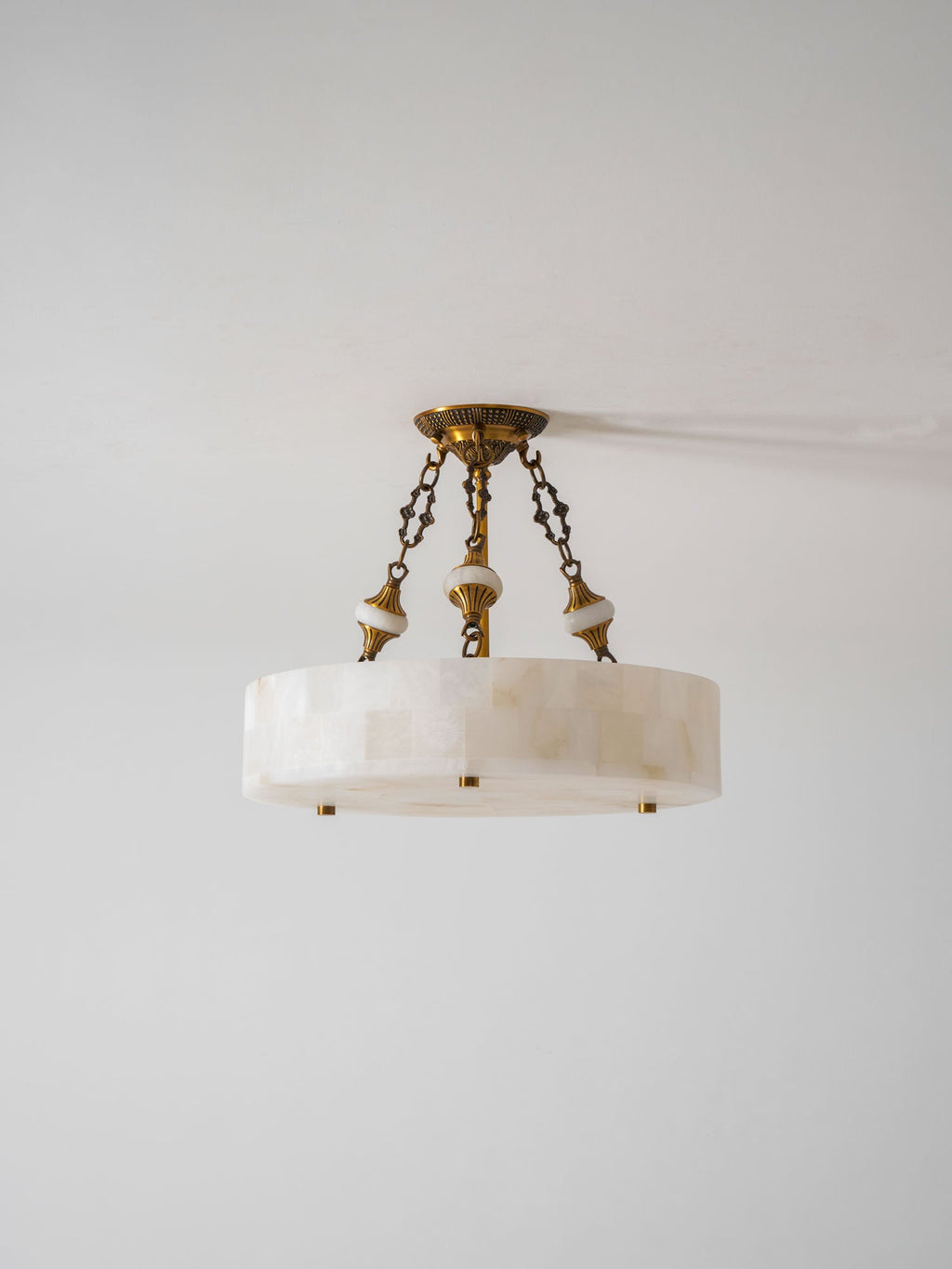Grid Round Alabaster Ceiling Light