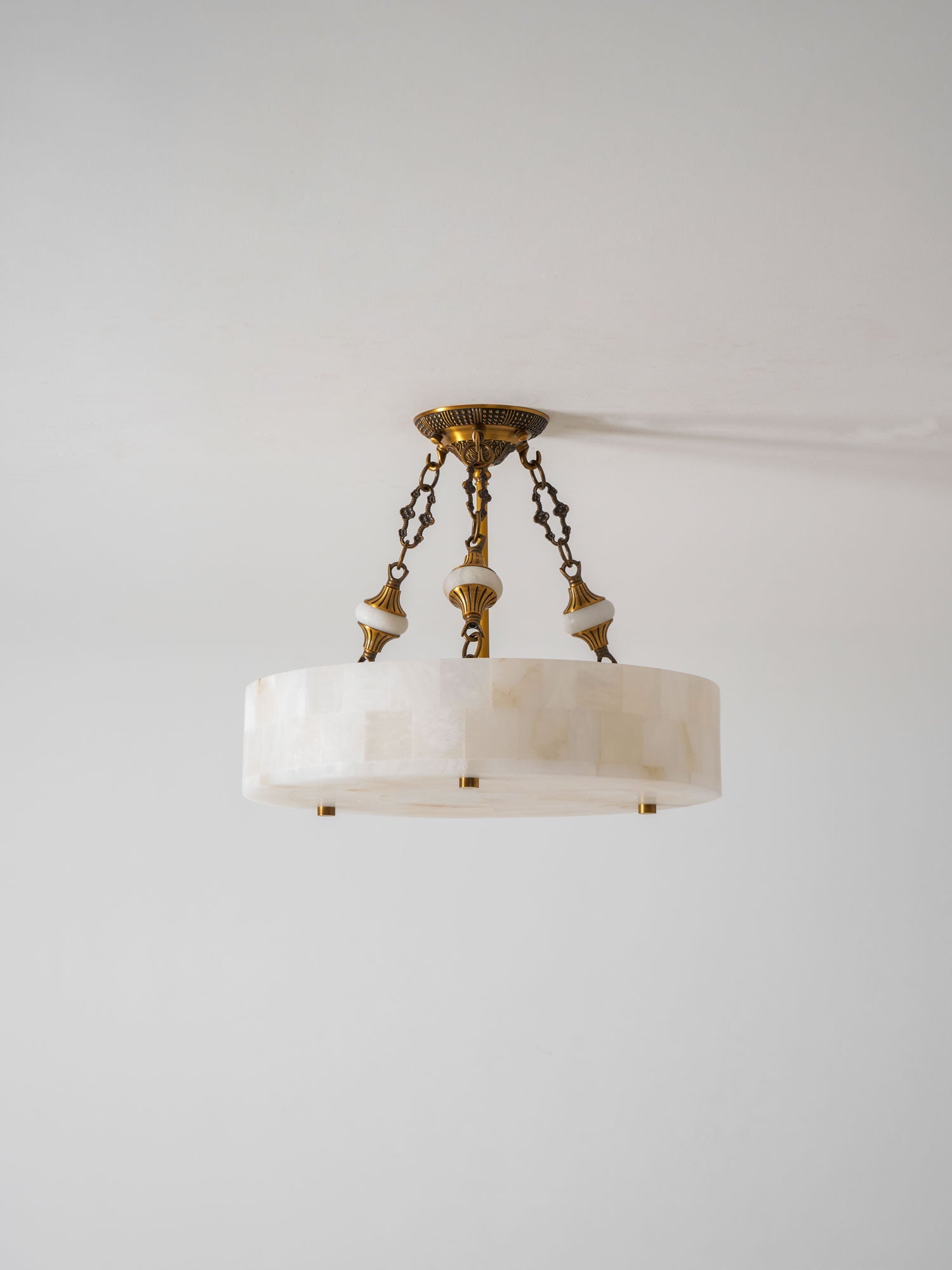 Grid Round Alabaster Ceiling Light