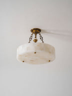 Grid Round Alabaster Ceiling Light