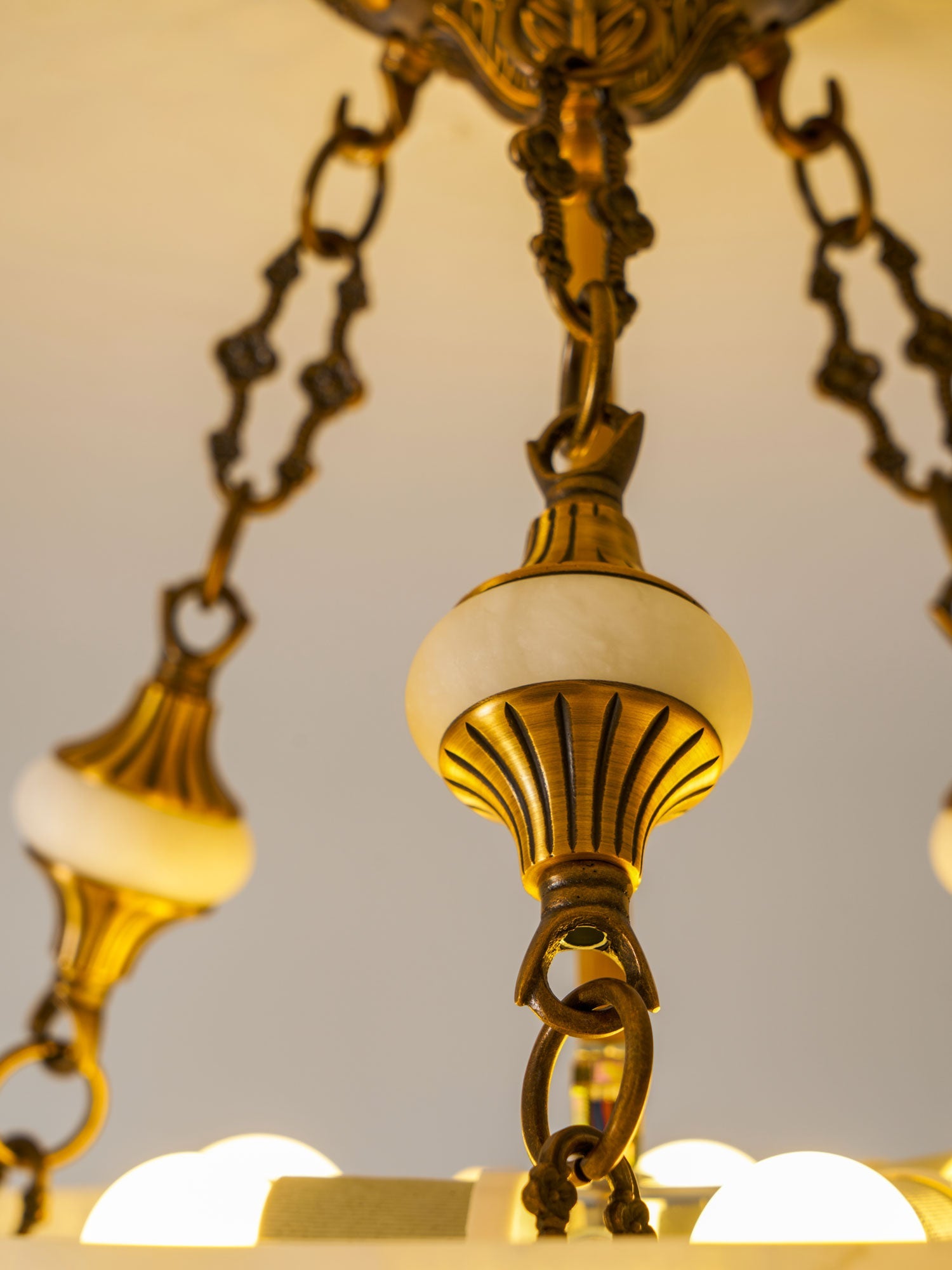 Grid Round Alabaster Ceiling Light