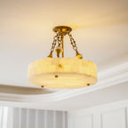 Grid Round Alabaster Ceiling Light