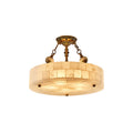 Grid Round Alabaster Ceiling Light